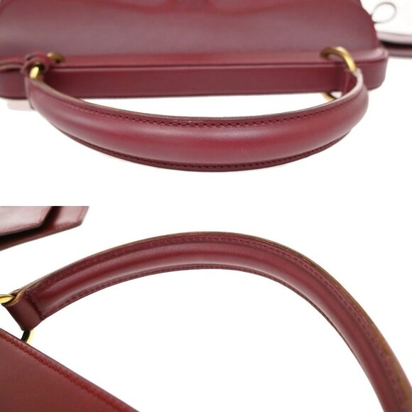 GUCCI Logo Top Handle Shoulder Hand Bag Leather Red GHW Italy - Picture 16 of 16